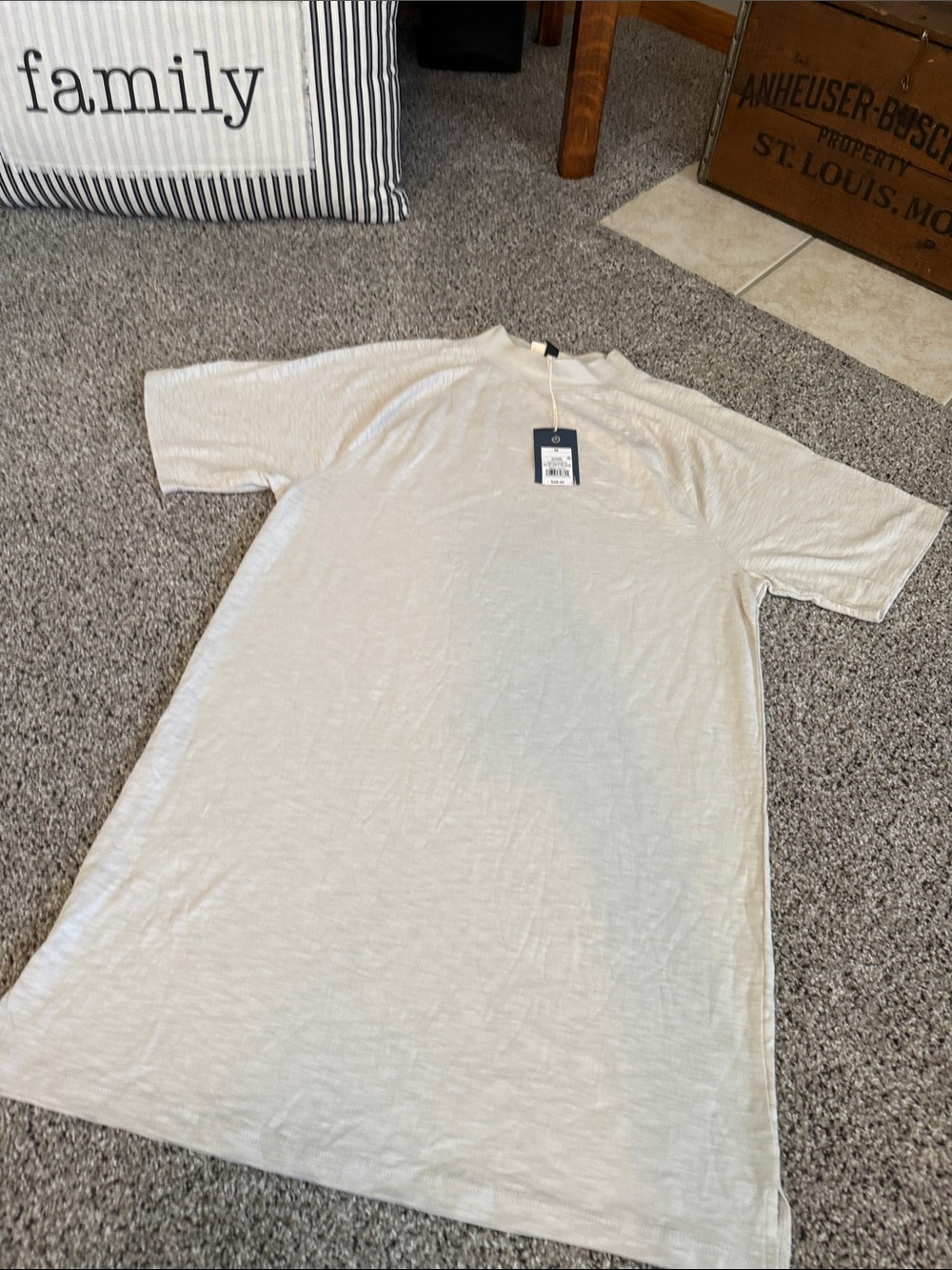 Universal Thread Short Sleeve Crewneck Tee Dress in Light Cream